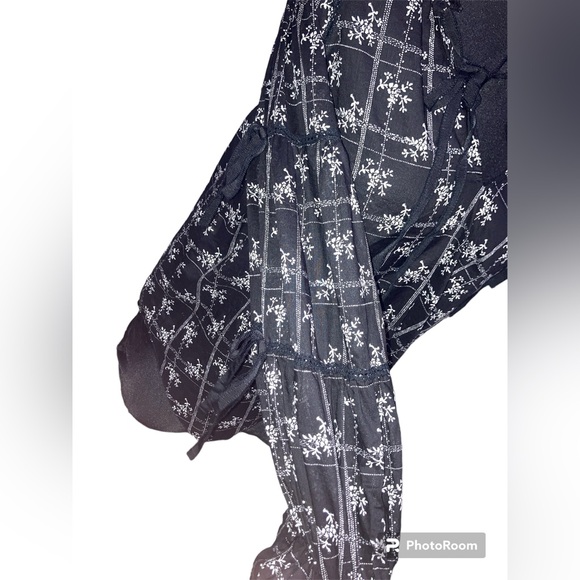 Cinq à Sept Romy Wildflower Print Double Tie Neck Blouse white black bows Size L - Picture 6 of 9
